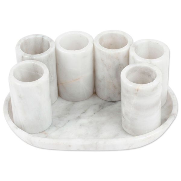Alternate image for Set of 6 Modern Ivory Natural Onyx Tequila Glasses Ethereal Modernity