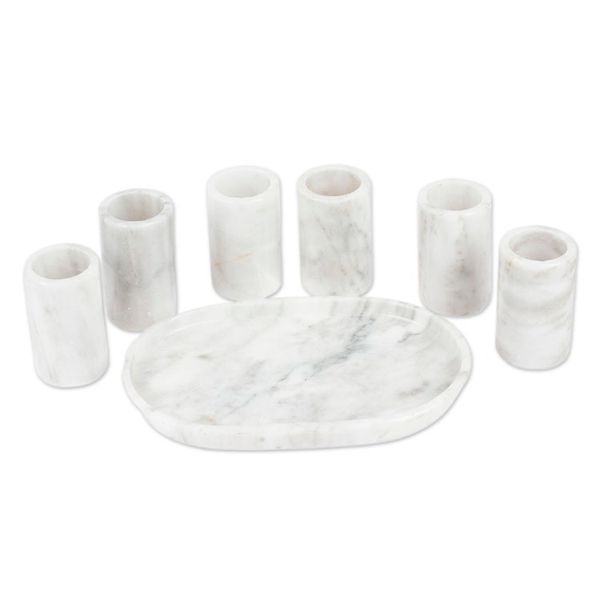 Alternate image for Set of 6 Modern Ivory Natural Onyx Tequila Glasses Ethereal Modernity
