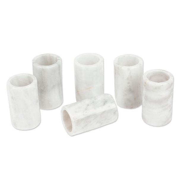 Alternate image for Set of 6 Modern Ivory Natural Onyx Tequila Glasses Ethereal Modernity
