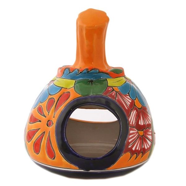 Alternate image for Jack-O-Lantern Talavera Style Ceramic Candle Holder Happy Jack-O-Lantern