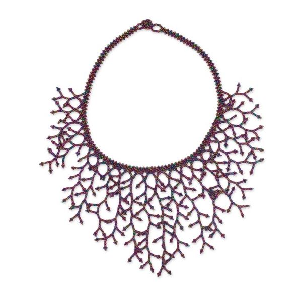 Alternate image for Huichol Glass Beaded Waterfall Necklace from Mexico Ancient Roots