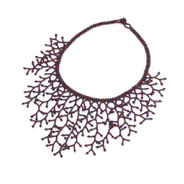 Alternate image for Huichol Glass Beaded Waterfall Necklace from Mexico Ancient Roots