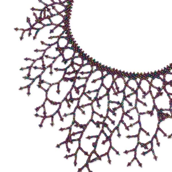 Alternate image for Huichol Glass Beaded Waterfall Necklace from Mexico Ancient Roots
