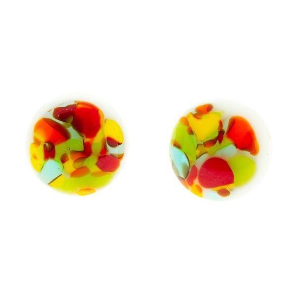 Alternate image for Multicolored Fused Glass Mosaic Button Earrings from Mexico Multicolored Textures