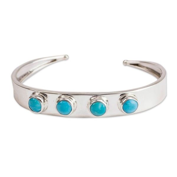 Alternate image for Turquoise Taxco Silver Cuff Bracelet from Mexico Song of the Sky