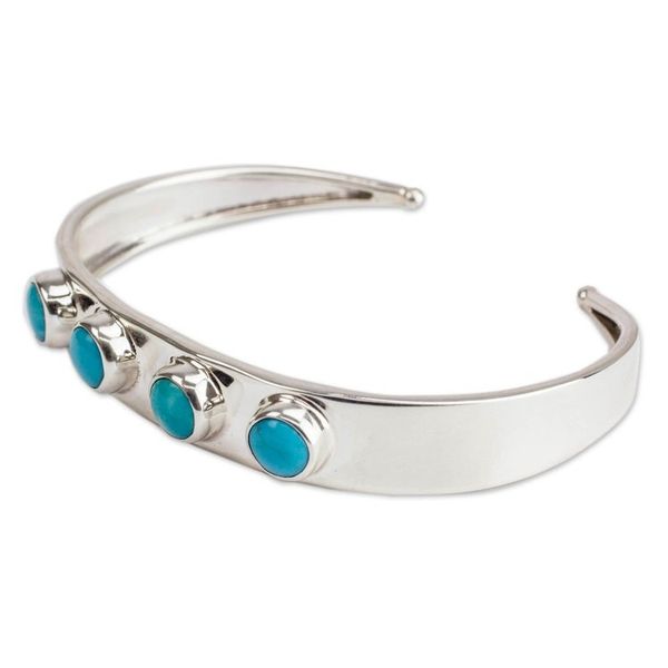 Alternate image for Turquoise Taxco Silver Cuff Bracelet from Mexico Song of the Sky
