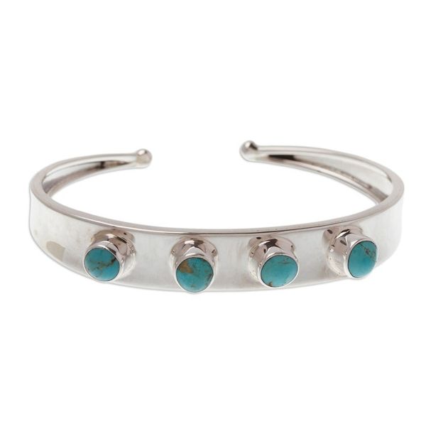 Alternate image for Turquoise Taxco Silver Cuff Bracelet from Mexico Song of the Sky
