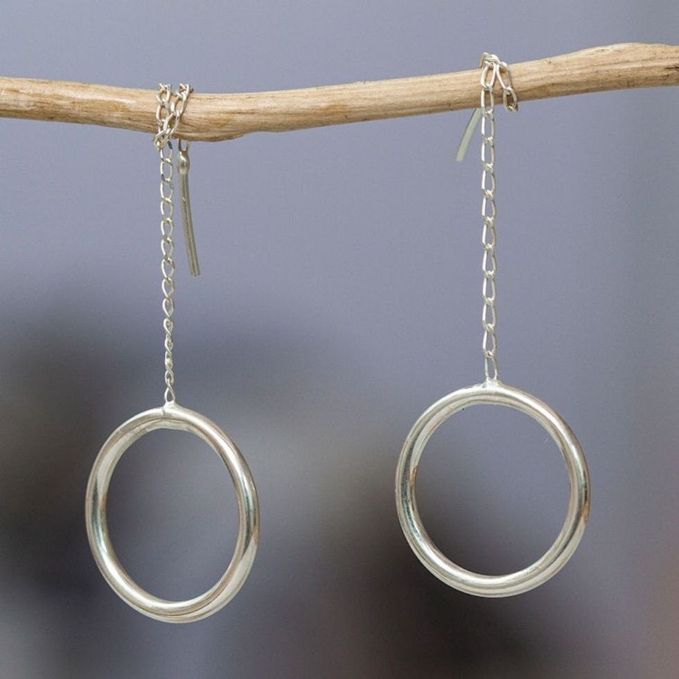 Sterling Silver Dangle Earrings in a High Polish Finish 'Contemporary Times'
