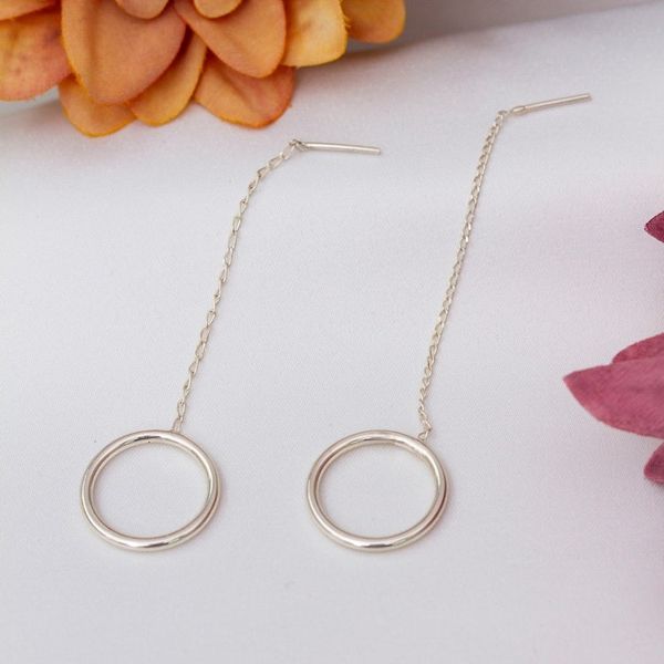 Alternate image for Sterling Silver Dangle Earrings in a High Polish Finish Contemporary Times