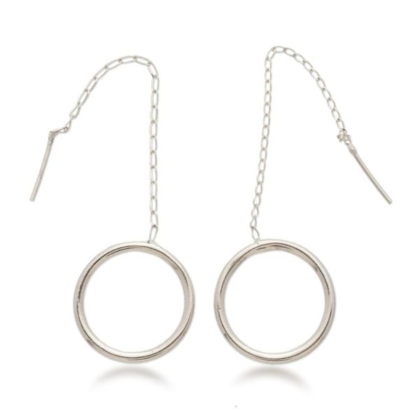 Alternate image for Sterling Silver Dangle Earrings in a High Polish Finish Contemporary Times