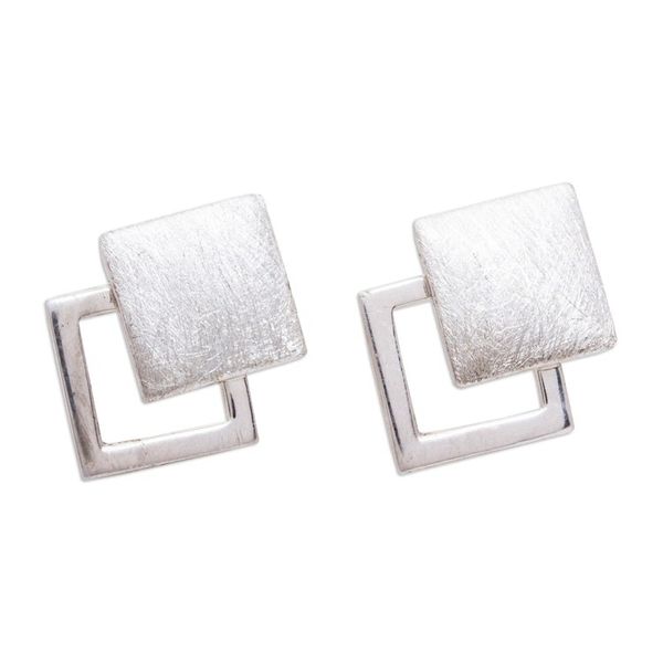 Alternate image for Handcrafted Taxco Sterling Silver Earrings Square Off