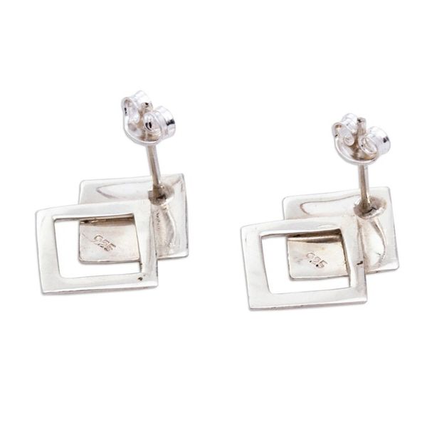 Alternate image for Handcrafted Taxco Sterling Silver Earrings Square Off
