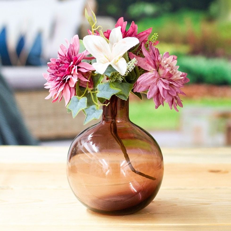 Eco-Friendly Handblown Clear Bordeaux Glass Vase 'Bordeaux Dream'