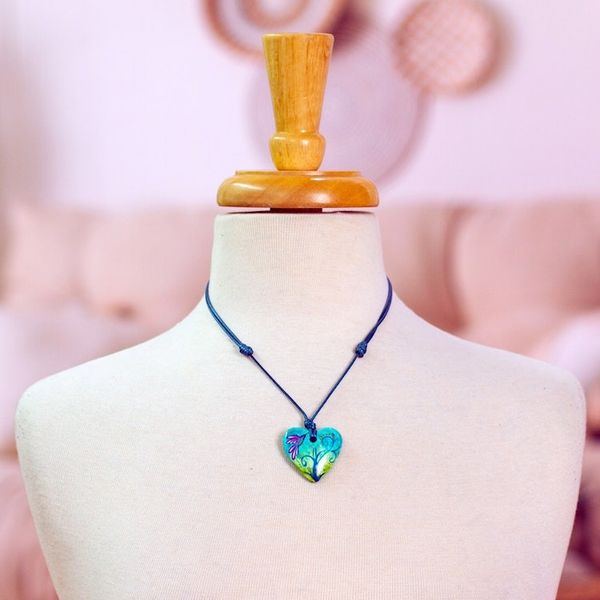 Alternate image for Papier Mache Hummingbird Pendant Necklace from Mexico Sky Hummingbird