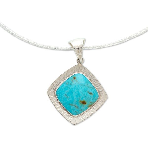 Alternate image for Minimalist-Inspired Natural Turquoise Pendant Necklace Lagoon Diamond
