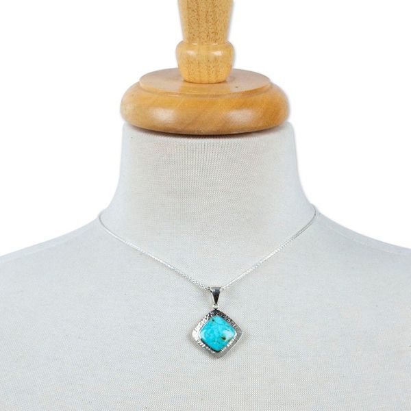 Alternate image for Minimalist-Inspired Natural Turquoise Pendant Necklace Lagoon Diamond