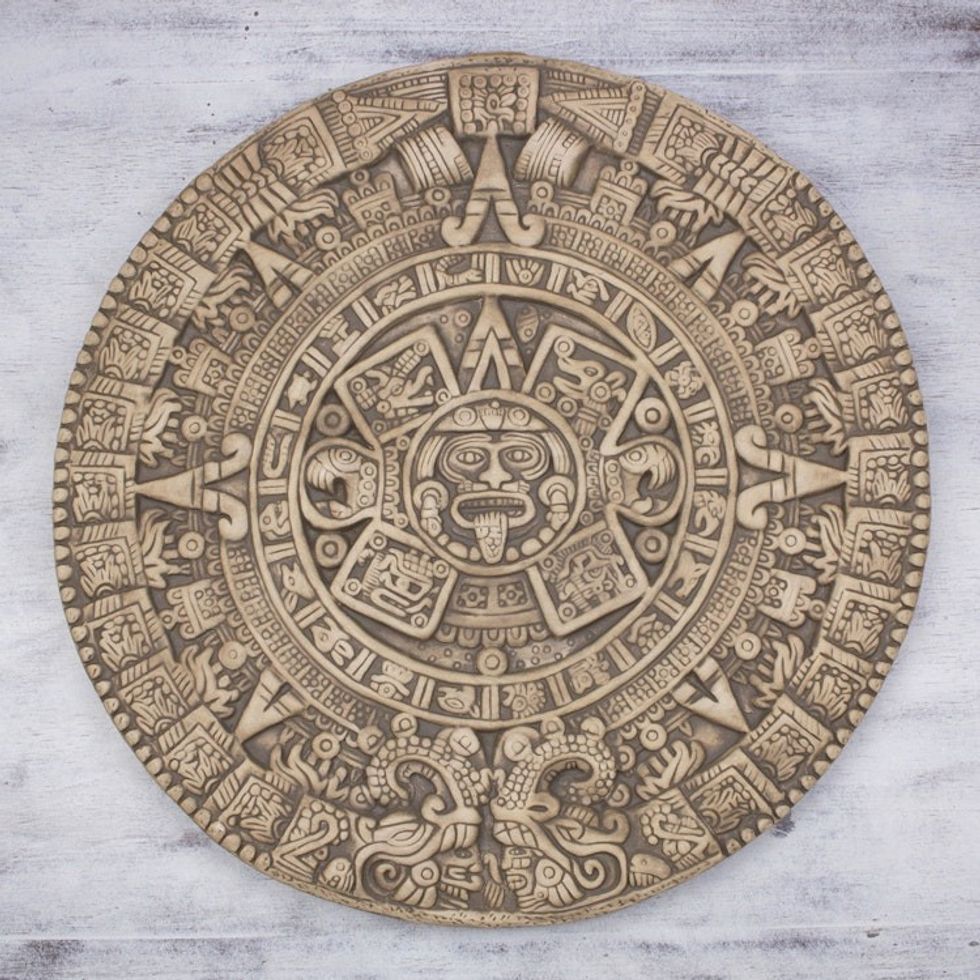 Mexico Collectible Archaeological Ceramic Calendar 'Aztec Sunstone'