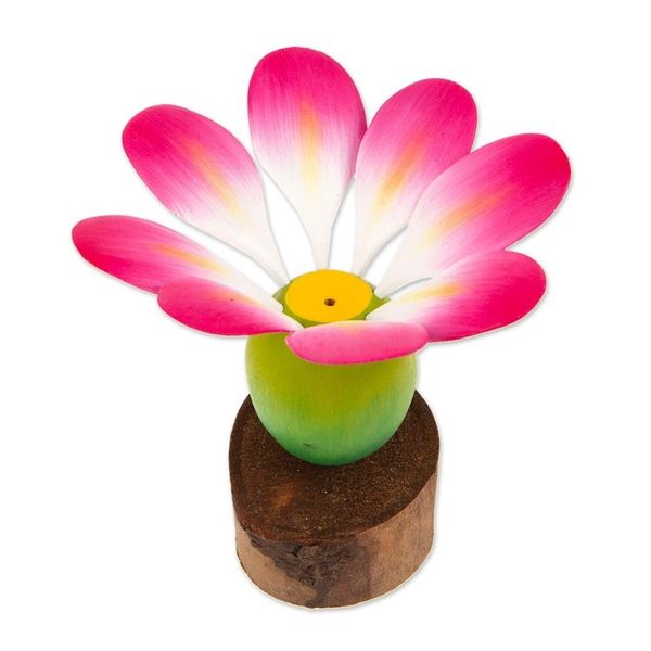 Alternate image for Handmade Floral Wood Bird Sculpture Happy Hummingbird