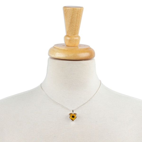 Alternate image for Heart-Shaped Natural Sunflower Pendant Necklace from Mexico Sunflower Heart
