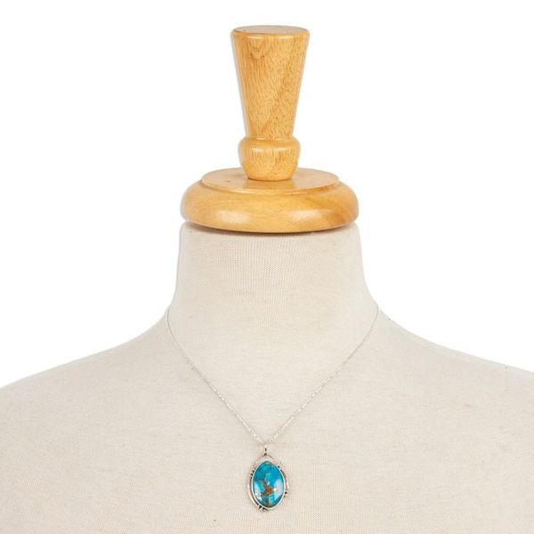 Alternate image for Composite Turquoise and Taxco Silver Pendant Necklace Taxco Legend