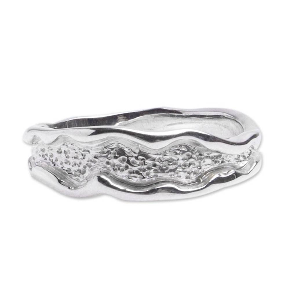 Sterling Silver Ring with Combined Textures from Mexico 'Textured Style'
