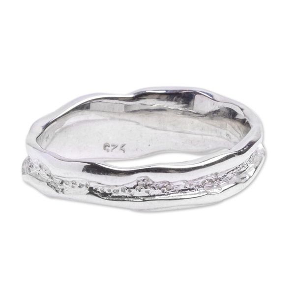 Alternate image for Sterling Silver Ring with Combined Textures from Mexico Textured Style