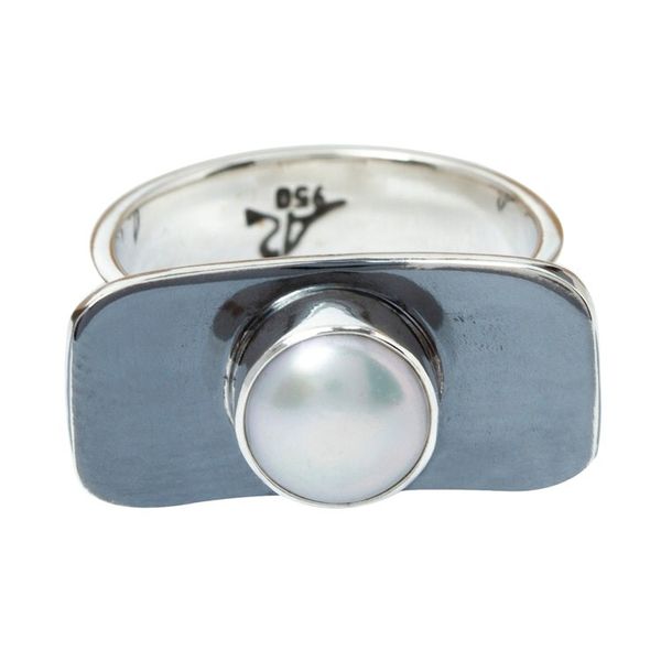 Alternate image for Cultured Pearl Cocktail Ring in 950 Silver from Taxco Lunar Light