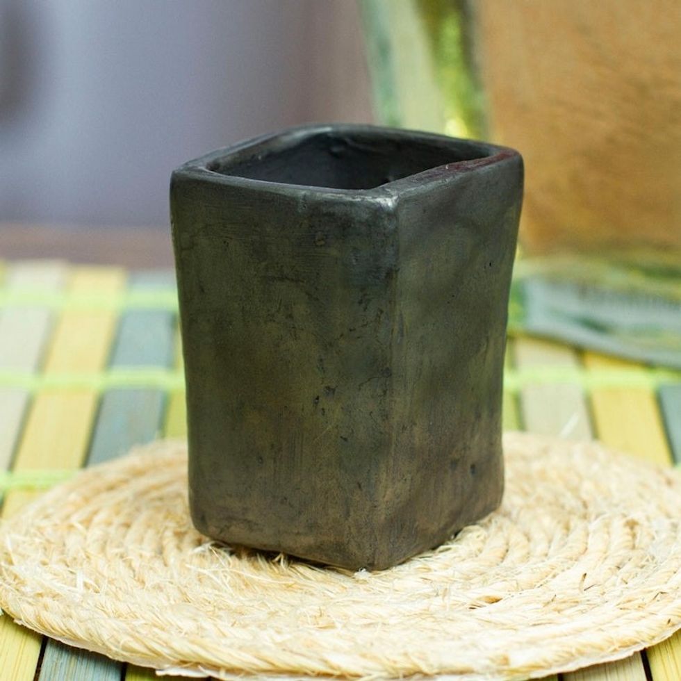 Handcrafted Barro Negro Shot Glass from Mexico 'Festive Tradition'