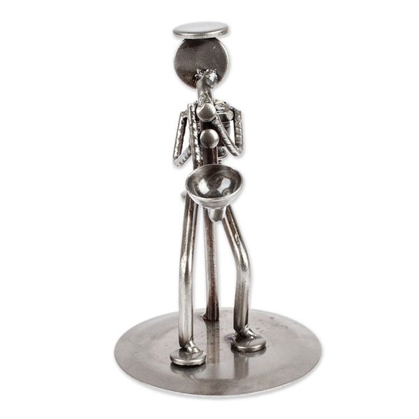Alternate image for Recycled Car Part Saxophonist Sculpture Rustic Saxophonist