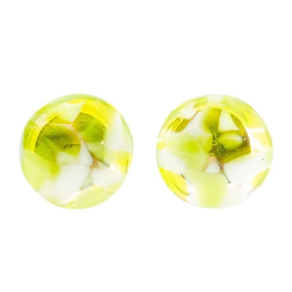 Alternate image for Green Fused Glass Mosaic Button Earrings from Mexico Green Textures