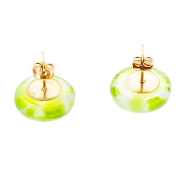 Alternate image for Green Fused Glass Mosaic Button Earrings from Mexico Green Textures