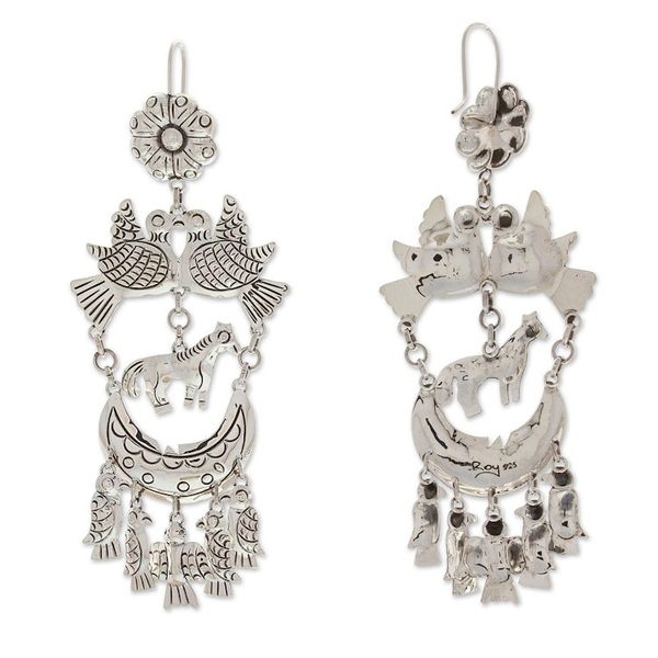 Alternate image for Traditional Taxco Sterling Silver Chandelier Earrings My Paradise