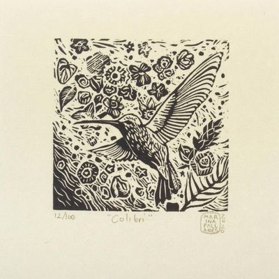 Alternate image for Small Limited Edition Hummingbird Block Print Hummingbird