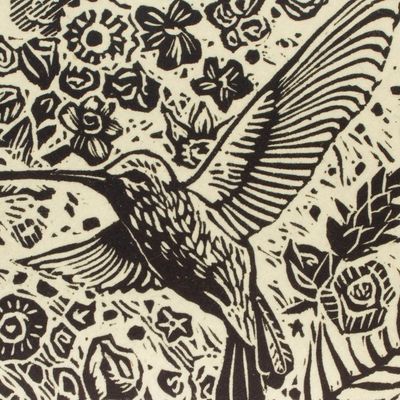 Alternate image for Small Limited Edition Hummingbird Block Print Hummingbird