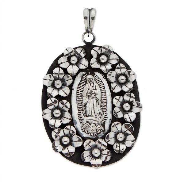 Alternate image for Our Lady of Guadalupe Themed Taxco Sterling Silver Pendant Our Lady of Guadalupe