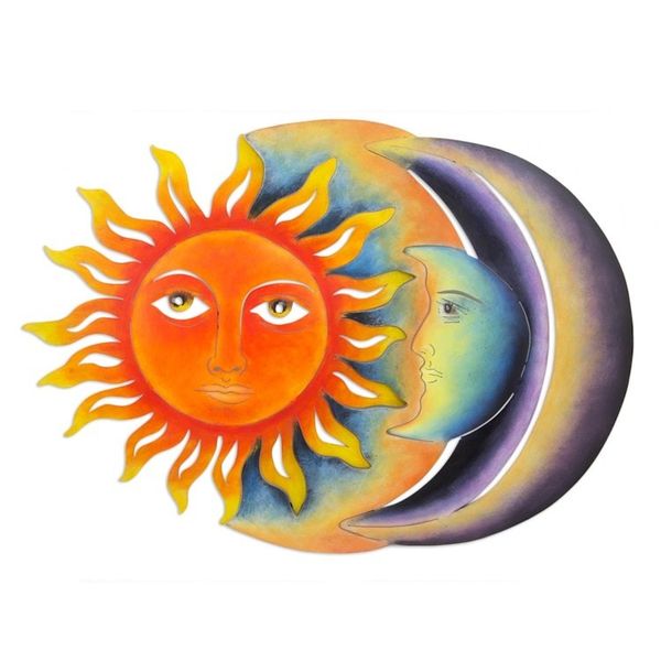 Alternate image for Colorful Steel Sun and Moon Eclipse Wall Art Sculpture Festive Eclipse