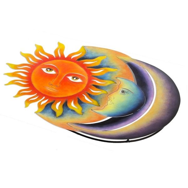Alternate image for Colorful Steel Sun and Moon Eclipse Wall Art Sculpture Festive Eclipse