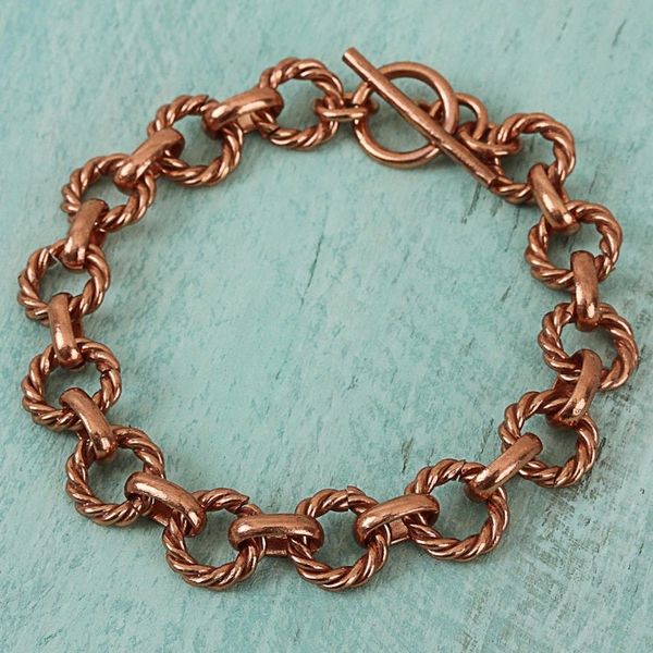 Alternate image for Rope Pattern Copper Link Bracelet from Mexico Rope Bonds