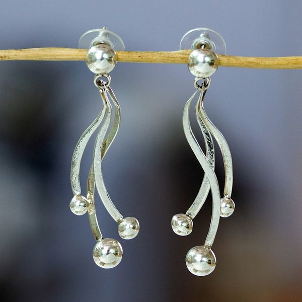 Alternate image for Modern Futuristic Taxco Silver Drop Earrings from Mexico Futuristic Vibes