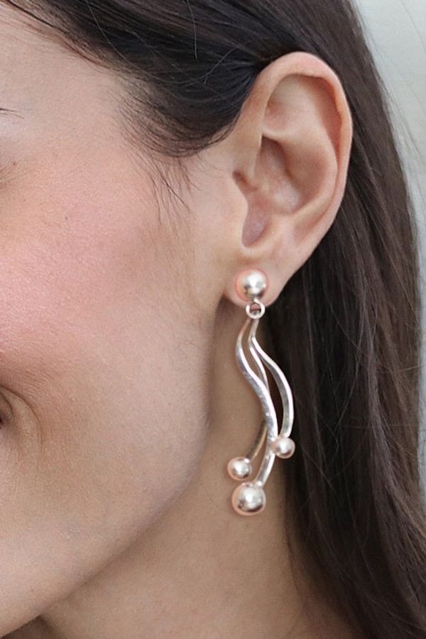 Alternate image for Modern Futuristic Taxco Silver Drop Earrings from Mexico Futuristic Vibes