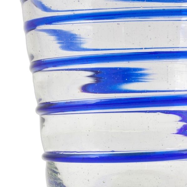 Alternate image for Handblown Recycled Glass Six Striped Blue Wine Glasses Cobalt Spirals