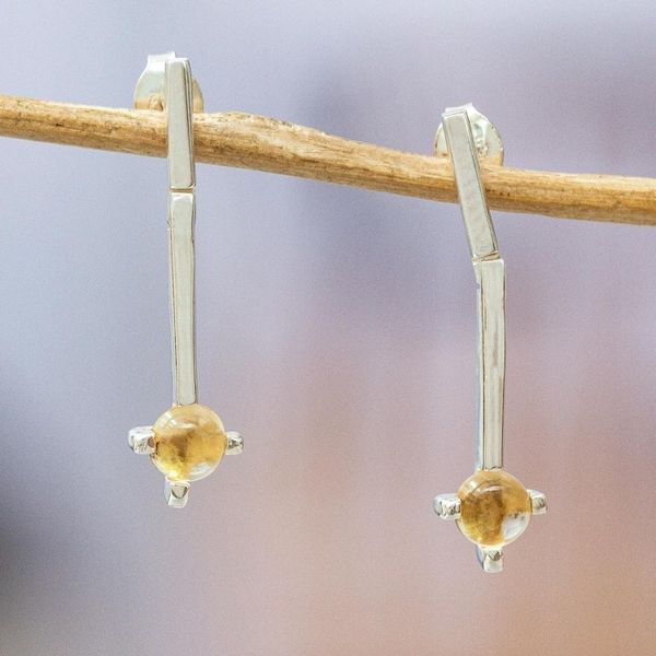 Alternate image for Artisan-Made Citrine and Sterling Silver Dangle Earrings Joyous Future