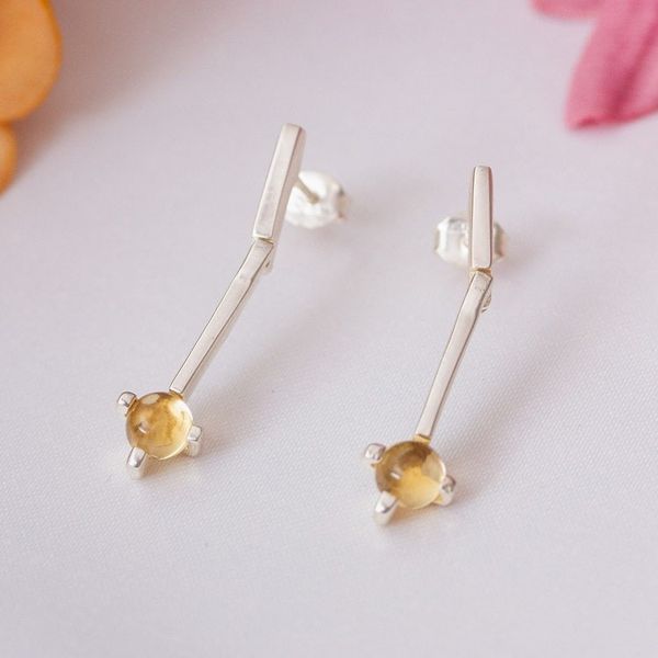Alternate image for Artisan-Made Citrine and Sterling Silver Dangle Earrings Joyous Future