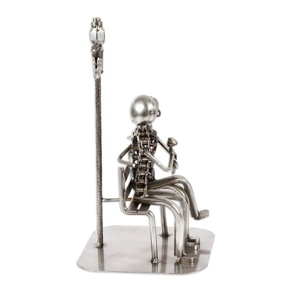 Alternate image for Artisan Crafted Romantic Recycled Metal Sculpture Rustic Lovers