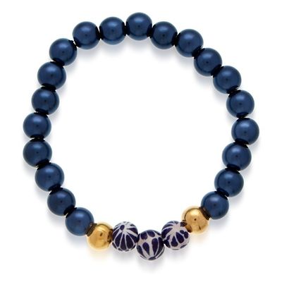 Alternate image for Blue Cultured Pearl and Talavera Ceramic Beaded Bracelet Pearly Talavera