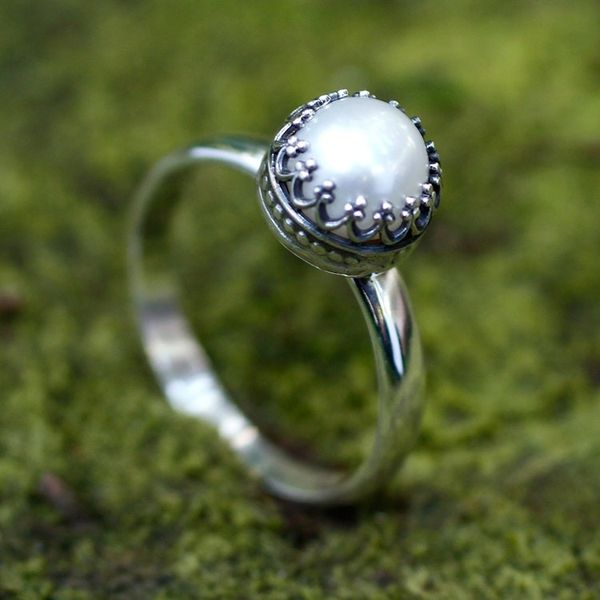 Alternate image for Hand Made Fine Silver Single Stone Pearl Ring Taxco Royalty