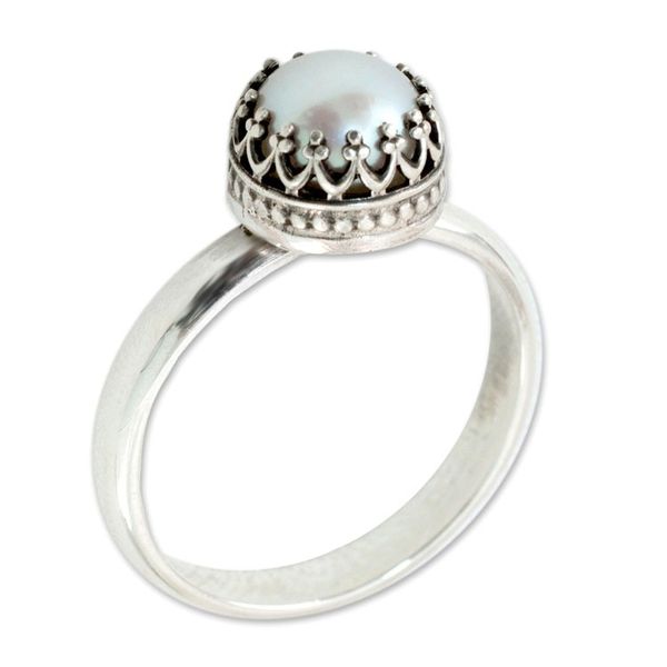 Alternate image for Hand Made Fine Silver Single Stone Pearl Ring Taxco Royalty