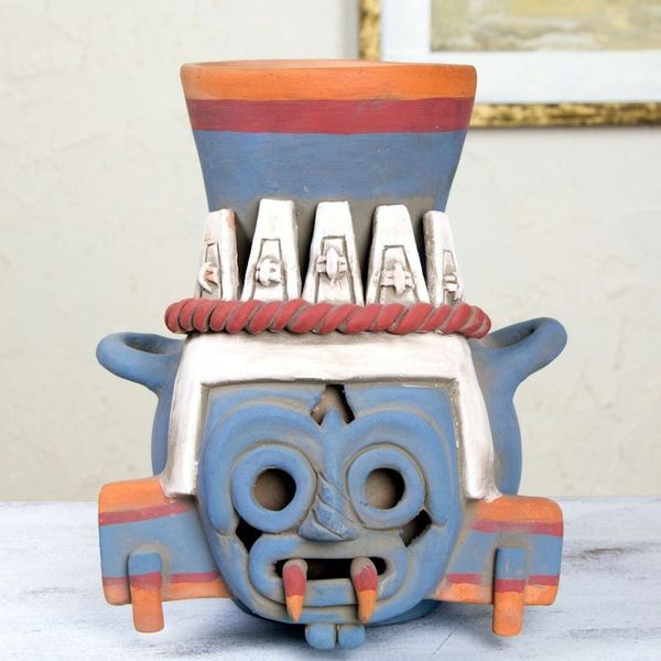 Alternate image for Handcrafted Archaeological Ceramic Aztec Sculpture God of Rain and Lightning