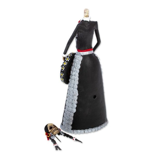 Alternate image for Handcrafted Day of the Dead Ceramic Skeleton Sculpture Mariachi Catrina