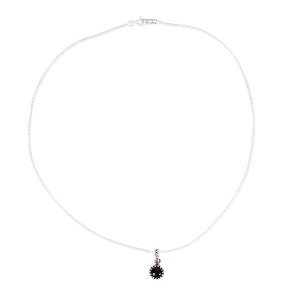 Alternate image for Taxco Silver Necklace with Obsidian Pendant from Mexico Night Elegance